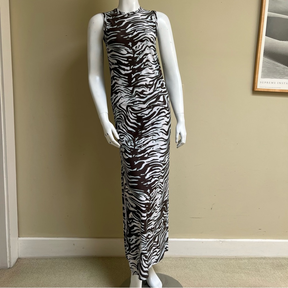 Twin Fantasy Zebra Print Maxi Dress